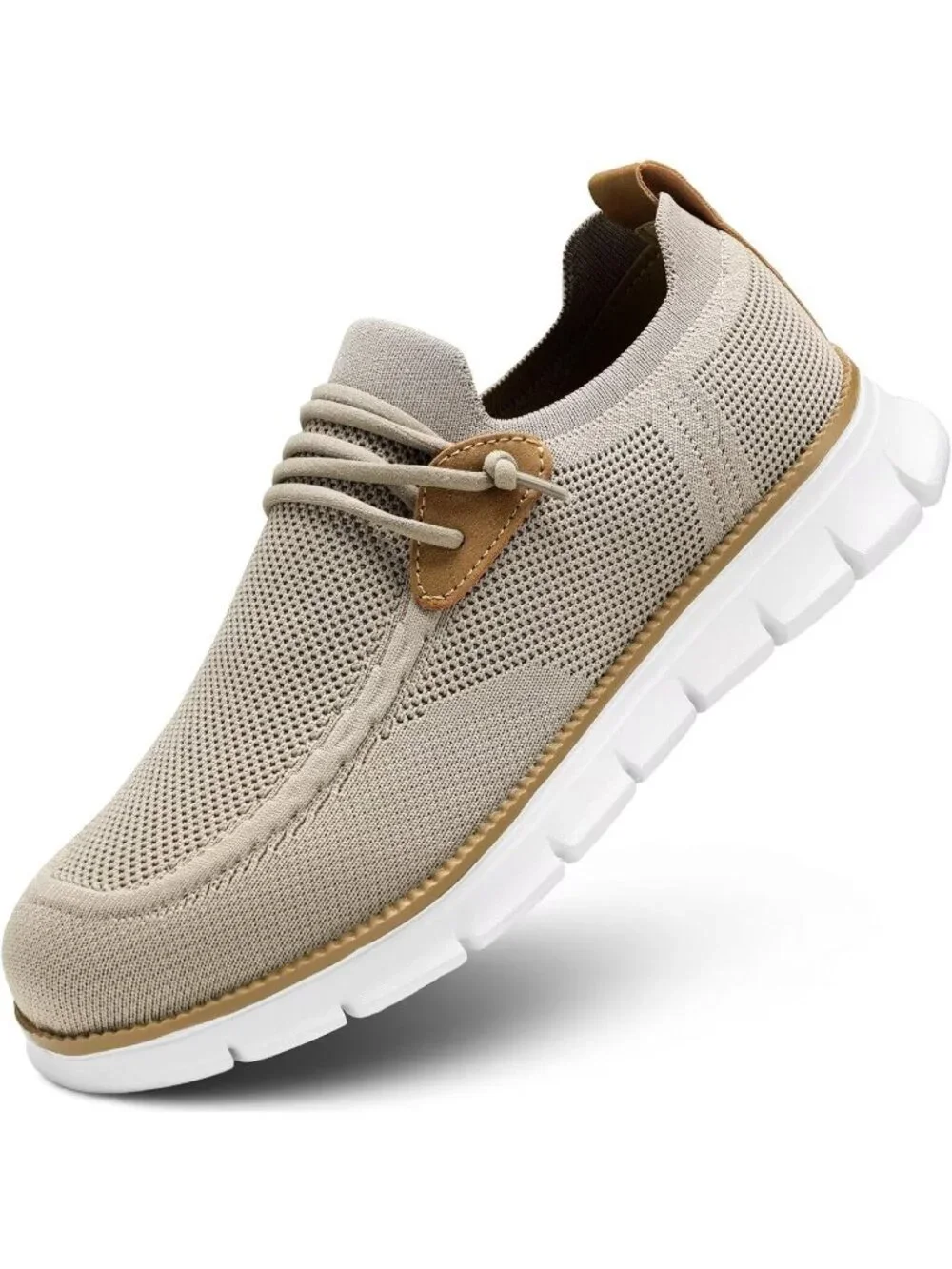 Men's Khaki White Loafers Slip On Walking Dress Casual Business Oxfords Sneakers